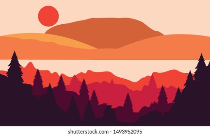 Bright theme Natural background with mountains landscape Vector