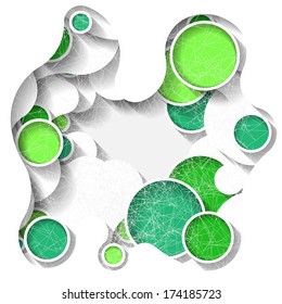 Bright three-dimensional abstract background with green circles. Eps10
