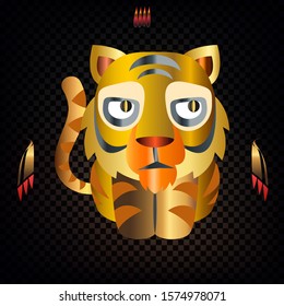 Bright tiger Vector artwork against a contrasting dark background.