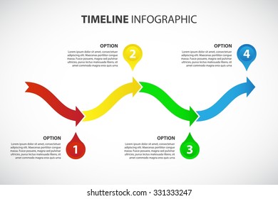 Bright Timeline vector Infographic template, consisting of 4 arrows