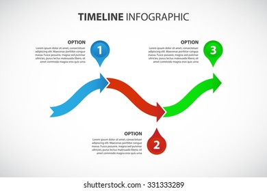 Bright Timeline vector Infographic template, consisting of 3 arrows