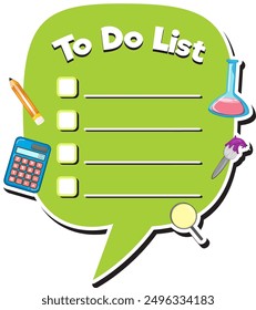 Bright to-do list with various school items