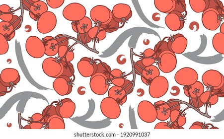 Helle Tomaten. Nahtlose Vektormuster mit Tomatenzweig.