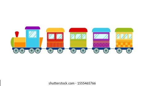 Bright toy train, vector illustration