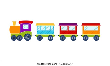 Tren De Color Infantil Con Locomotora Vector De Stock Libre De Regalias