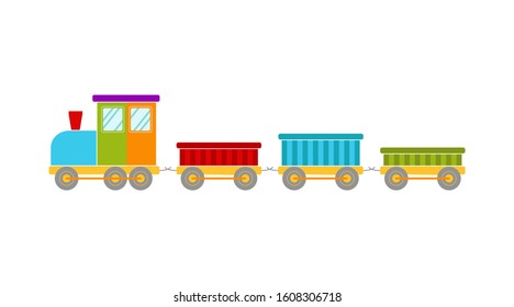 Bright toy train, vector illustration