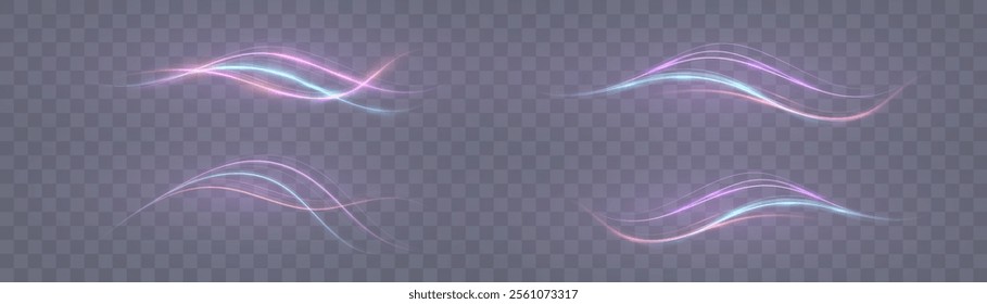 Bright trace of rotation of glowing rays of curved lines. Glowing bright swirl for game interface design. Vector