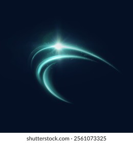 Bright trace of rotation of glowing rays of curved lines. Glowing bright swirl for game interface design. Vector