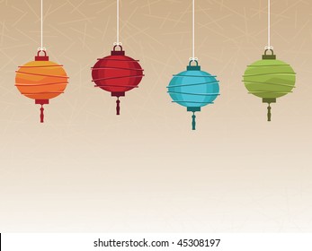 bright traditional lanterns with space for text