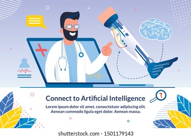 Bright Training Connect to Artificial Intelligence. Opportunity to Conduct Training from Anywhere and at same Time Always Look Professional. On Laptop Screen, Man Talks about Prosthetic Leg. 