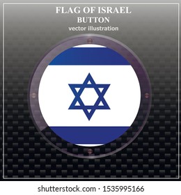Bright transparent button with flag of Israel. Independence Day of Israel background. Bright illustration with flag .
