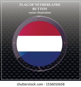 Bright transparent button with flag of Netherlands. Happy Netherlands day background. Bright illustration with holland flag .