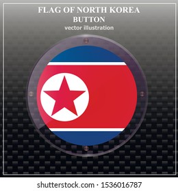Bright transparent button with flag of North Korea. Happy North Korea day button. Banner illustration with flag. Vector illustration.