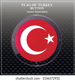 Bright transparent button with flag of Turkey. Happy Turkey day banner. Bright button with flag. Vector illustration with transparent background.