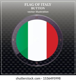 Bright transparent button with italian flag. Happy Italy day button. Sticker with flag of Italy. Vector illustration.