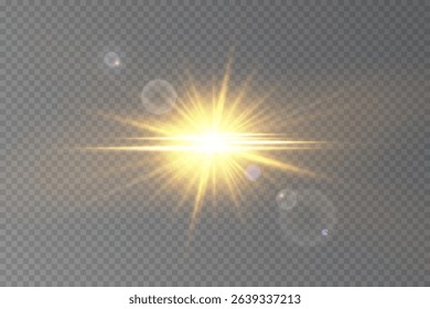 Bright transparent lens flare with sunlight effect