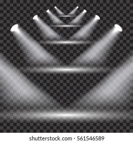 Bright transparent lighting with spotlights at different high levels