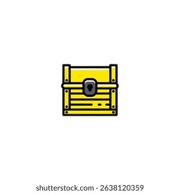 Bright treasure chest closed on plain backdrop icon
