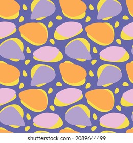 El color de tendencia brillante vectorial patrón transparente. Forma geométrica abstracta de arte colorido y minimalista. Las burbujas amarillas, rosa, violeta y naranja pastel se encuentran en el fondo de Muy Peri. Impresión moderna.