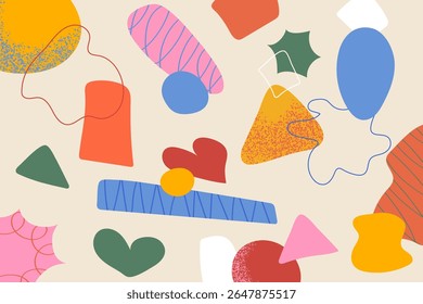 Bright trendy abstract geometric elements with colorful shapes perfect for digital collage sticker design web and branding projects