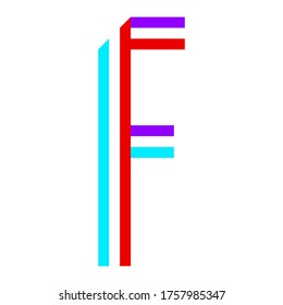 Bright trendy Font, alphabet folded from stripes colored paper, Modern Letter F, vector illustration 10eps