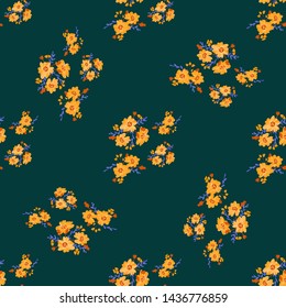 Bright trendy modern seamless pattern. Orange - blue fantastic flowers