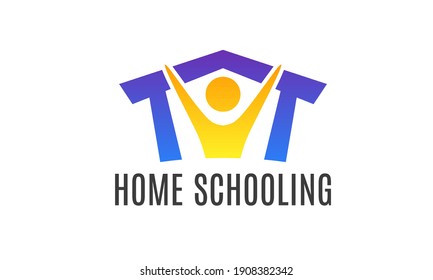 Bright and trendy people and home building logo. Success brand.