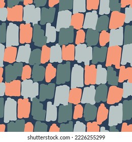 Bright trendy seamless pattern, checkered, abstract, dark blue background, hand drawn, vector