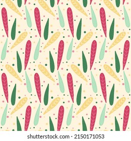 Bright, trendy seamless pattern with leaves. Modern design.

