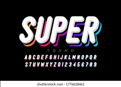 Bright trendy syle font, alphabet letters and numbers vector illustration - Shutterstock ID 1776618461