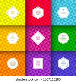 Bright triangle patterns. Set of seamless vector summer style color. Cute fashion background design. Patterns for birthday celebrations, kids invitation, scrapbooking. Bright colorful collection