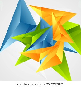 Bright triangle shapes abstract background. Vector design