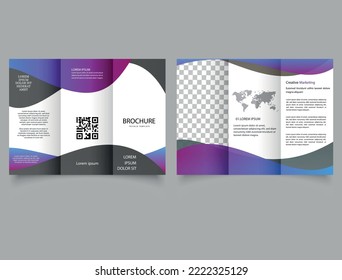 Bright trifold brochure with liquid forms . Catalog Vector Template. Vector.