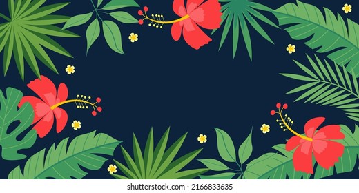 Bright tropical background with empty space for text. Vector illustration.