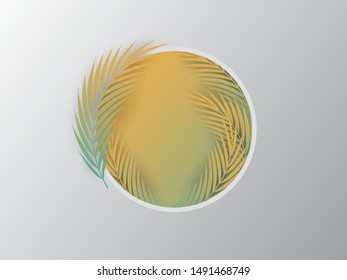 Bright tropical background with green jungle plants. Vector exotic paper cut style with leafs.