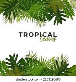 Fondo tropical brillante con hojas verdes