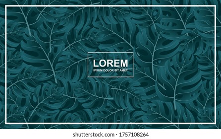 Bright tropical background with green plants. Vector exotic pattern with green leaves