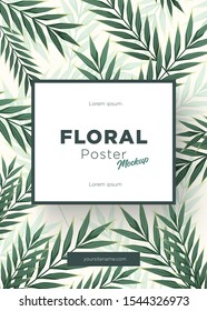 Bright tropical background with jungle plants. Exotic pattern with tropical leaves