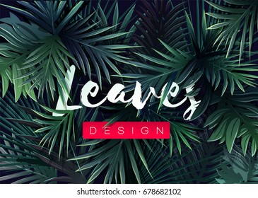 Bright tropical background with jungle plants. Exotic pattern with palm leaves