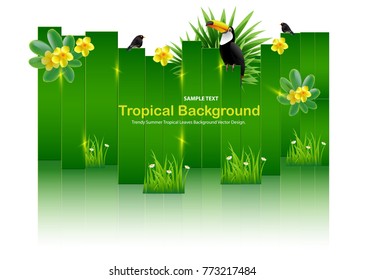 Bright tropical background with jungle plants. Exotic pattern with tropical leaves. Vector illustration