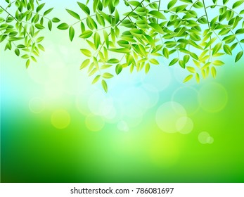 Bright tropical background with jungle plants. Exotic pattern with tropical leaves. Vector illustration.