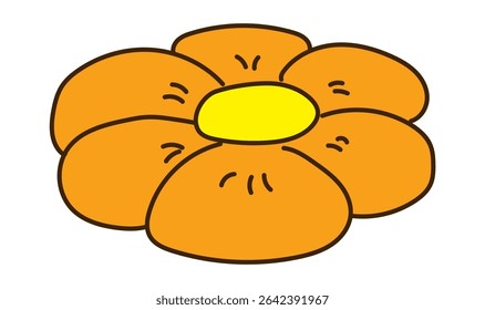 Bright tropical flower hand drawn illustration, isolated vector. Line art style design. Summer clip art, seasonal element, print. Holidays, vacations, jungle flora, exotic bloom, blossom, floral