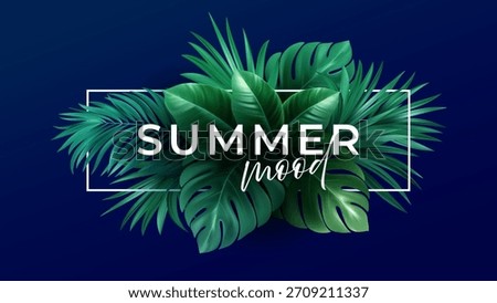 Bright tropical leaves create a lush, summery mood for design uses and calm inspiration in a vector illustration background
