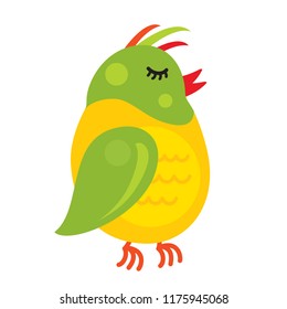 Bright tropical little bird, isolated on white, vector illustration