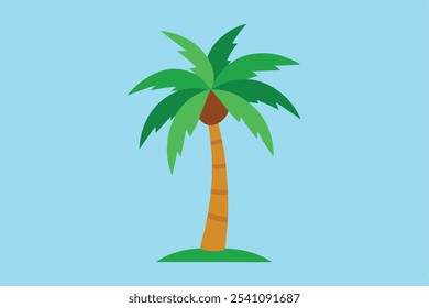 Bright and tropical palm tree vector, ideal for summer holiday designs and beach-themed projects.
