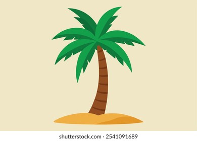 Bright and tropical palm tree vector, ideal for summer holiday designs and beach-themed projects.