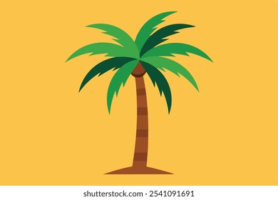 Bright and tropical palm tree vector, ideal for summer holiday designs and beach-themed projects.