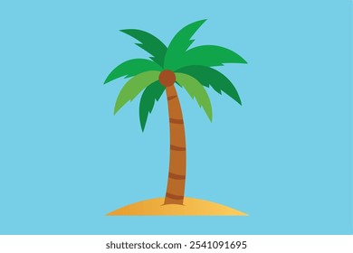 Bright and tropical palm tree vector, ideal for summer holiday designs and beach-themed projects.