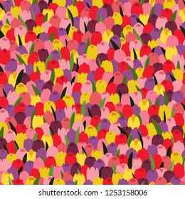 bright tulips seamless pattern vector