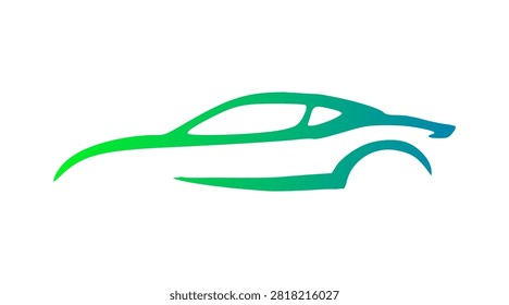 Bright Turquoise Fast Coupe Car Outline Silhouette